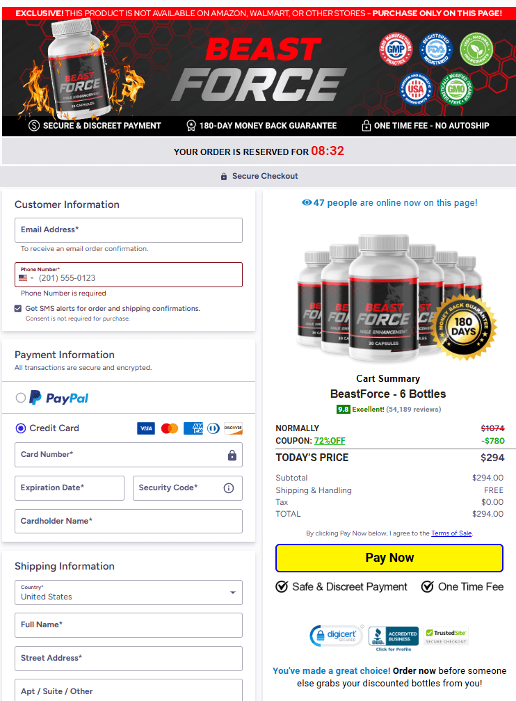 BeastForce order page